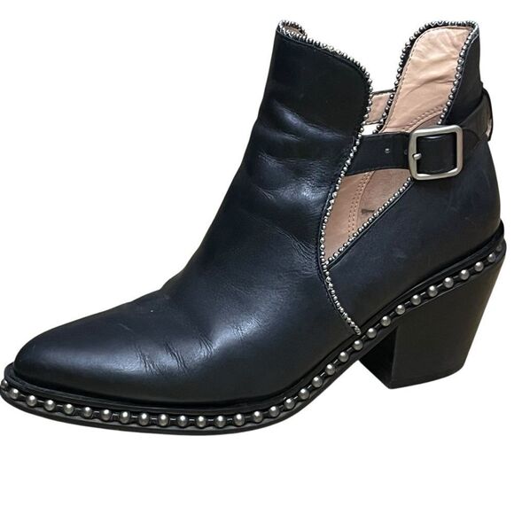Coach Pipa Beadchain Mid Chunky Leather Combat Bootie Black Size 6.5B - Picture 1 of 12